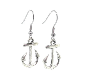 Anchor Charm Dangle Earrings with Stainless Steel Ear Wires