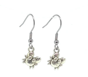 Cute Crab Dangle Earrings with Stainless Steel Ear Wires