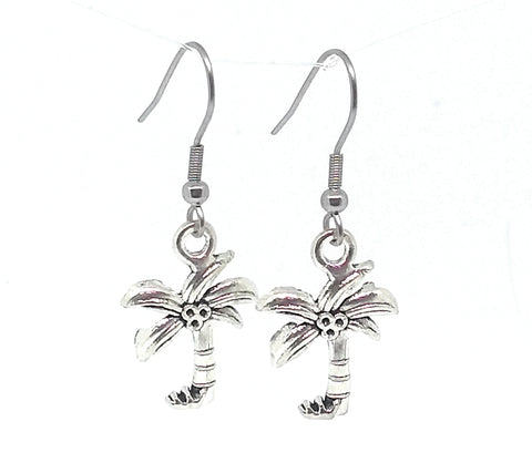 Palm Tree/Coconut Tree Dangle Earrings with Stainless Steel Ear Wires
