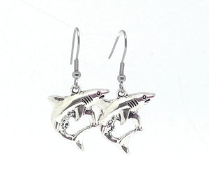 Shark Dangle Earrings with Stainless Steel Ear Wires
