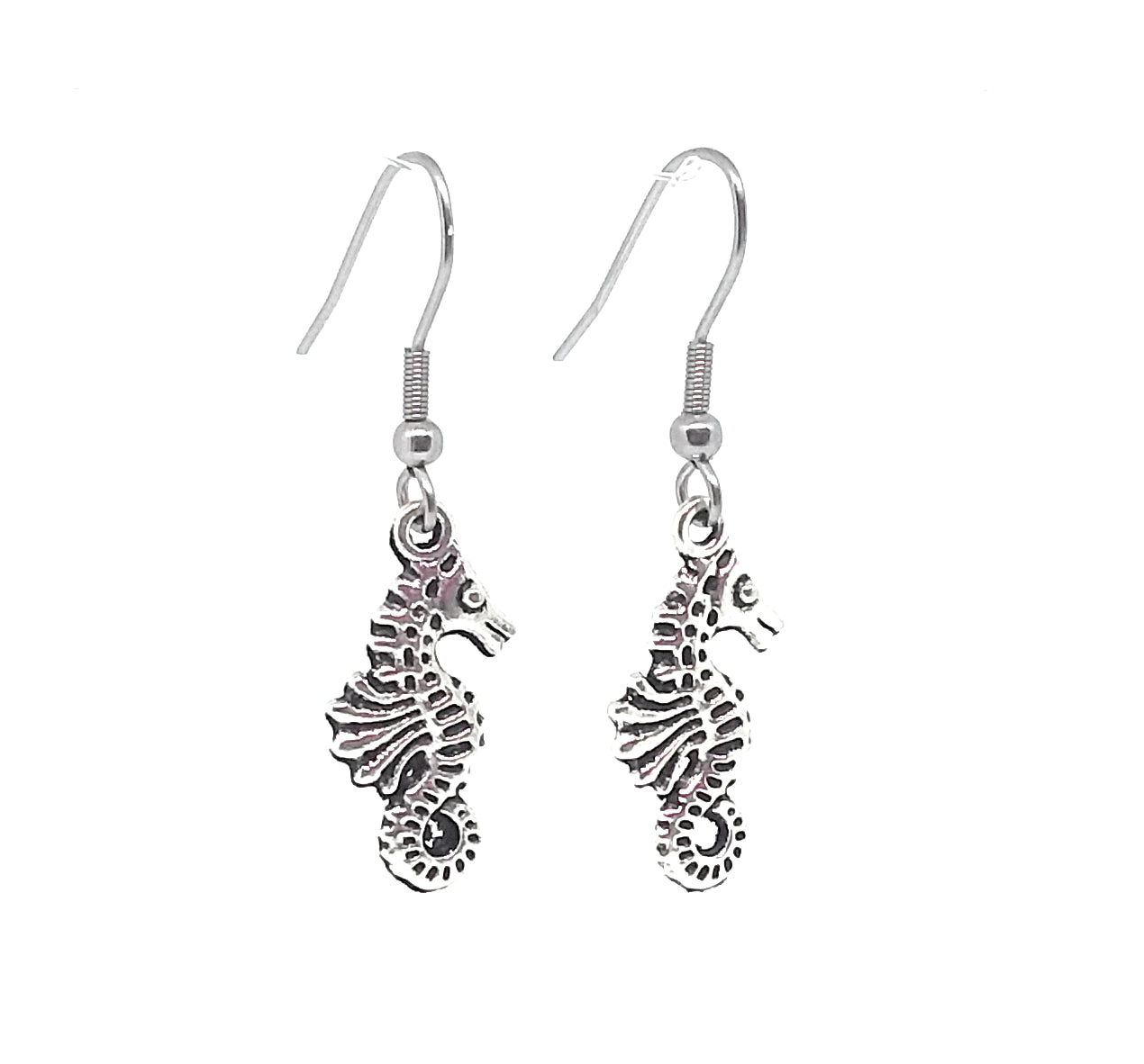 Seahorse Charm Dangle Earrings with Stainless Steel Ear Wires