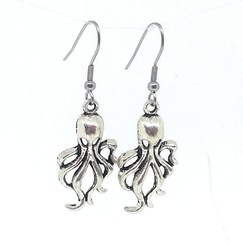 Octopus Charm Dangle Earrings with Stainless Steel Ear Wires