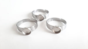 Set of 3 Stainless Steel Adjustable Bezel Rings