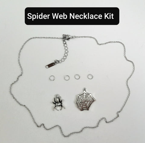 SUPPLIES KIT to Make The Stainless Steel Spooky Spider Web Y Shape Necklace