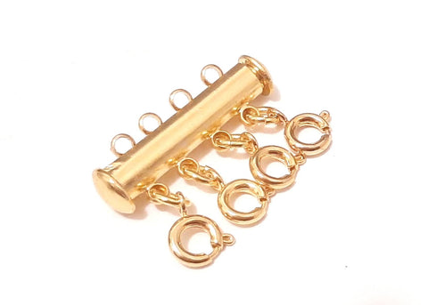Layered Necklace Clasp Slide Jewelry Lock Silver & 14k Gold Jewelry  Bracelet Connectors Triple Stand Gold + Silver