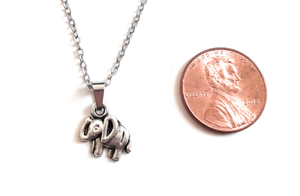 Elephant Charm Pendant Necklace with Animal Advice Card (What advice would a Elephant give?)