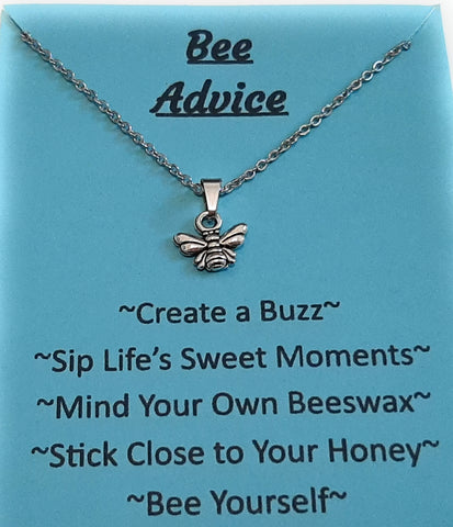 Bumble Bee Charm Pendant Necklace with Animal Advice Card (What advice would a Bee give?)