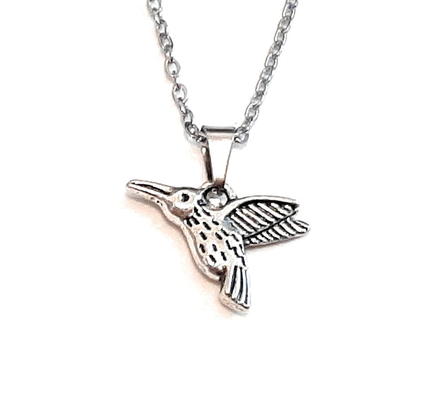 Hummingbird Charm Pendant Necklace with Animal Advice Card (What advice would a Hummingbird give?)
