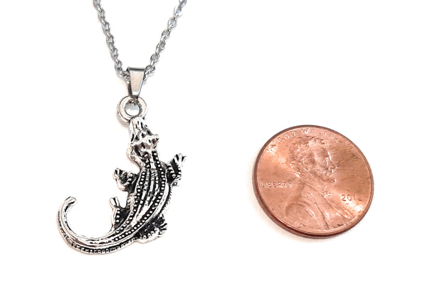 Alligator Charm Pendant Necklace with Animal Advice Card (What advice would a Alligator give?)