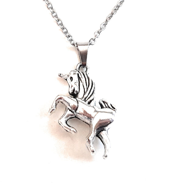 Unicorn Charm Pendant Necklace with Animal Advice Card (What advice would a Unicorn give?)