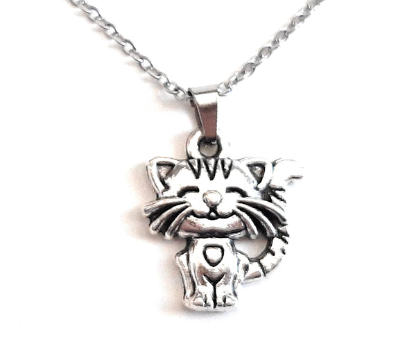 Kitty Cat Charm Pendant Necklace with Animal Advice Card (What advice would a Cat give?)
