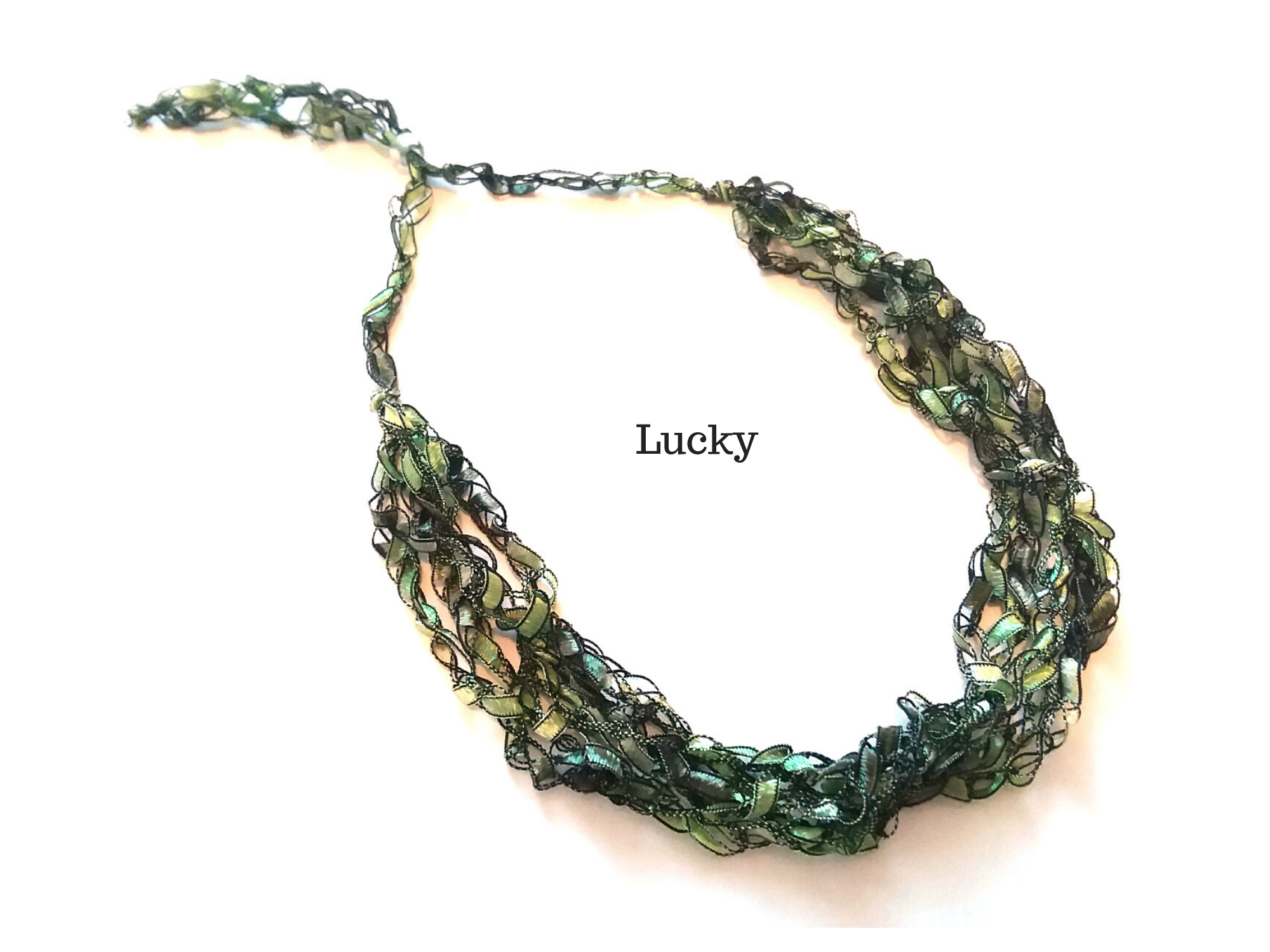 Crocheted Trellis Yarn Necklace Multi-Strand - Lucky