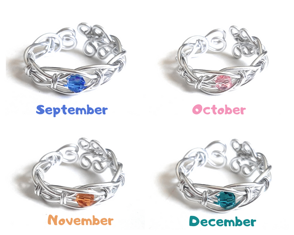 Adjustable Wire Wrapped Birthstone Ring - November Topaz