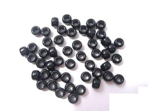 50 Opaque Plastic Black Pony Beads for adjustable Trellis Yarn Necklaces