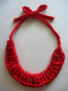 Crocheted T-Shirt Yarn Collar Necklace Pattern - Instant Digital Download