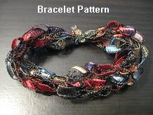 Crocheted Trellis Ribbon Yarn Bracelet Pattern - Instant Digital Download