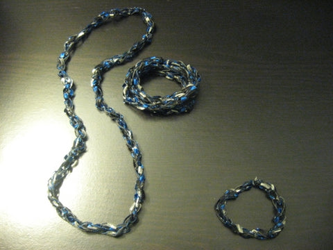 Crocheted Trellis Yarn 2-Way Long Necklace & Wrap Around Bracelet + Simple Bracelet Pattern - Mailed to your Address