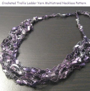 Crocheted Trellis Yarn Multi-Strand Necklace Pattern - Instant Digital Download