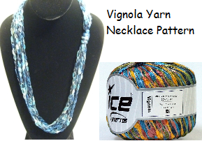 Crocheted Vignola Ribbon Yarn Infinity Necklace Pattern - Instant Digital Download