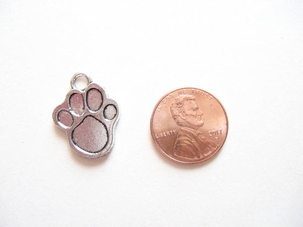 Antique Silver Solid Paw Print Pendant Charms (Jump Rings Included)