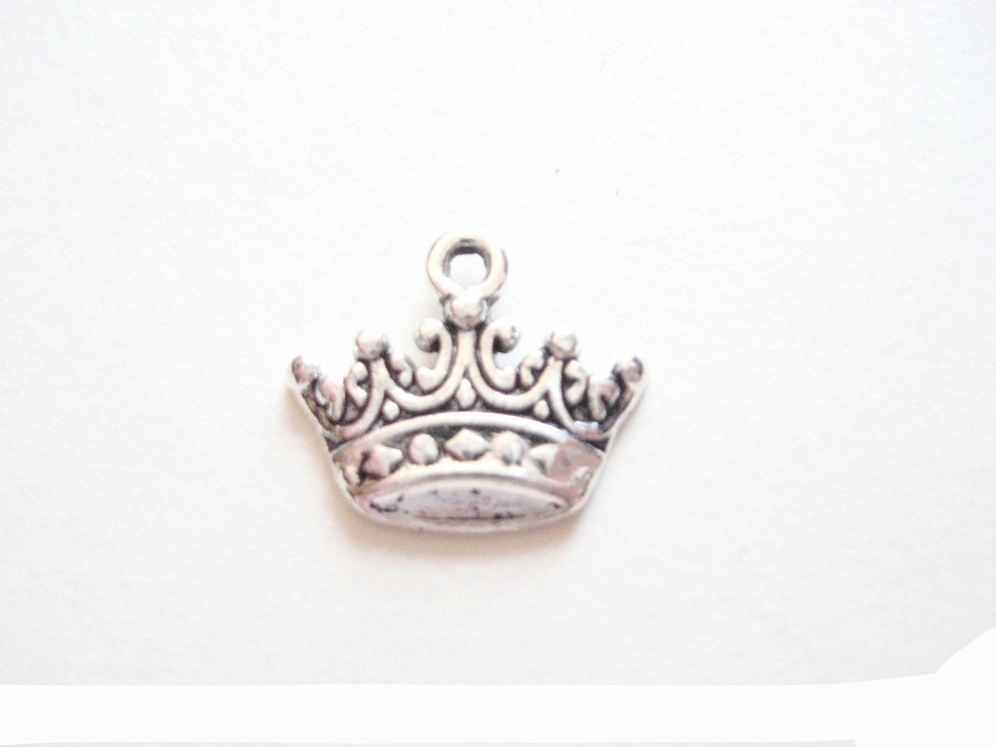 Antique Silver Princess Crown Pendant Charms (Jump Rings Included)