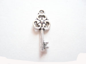 Antique Silver Key Pendant Charms (Jump Rings Included)