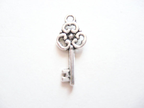 Antique Silver Key Pendant Charms (Jump Rings Included)