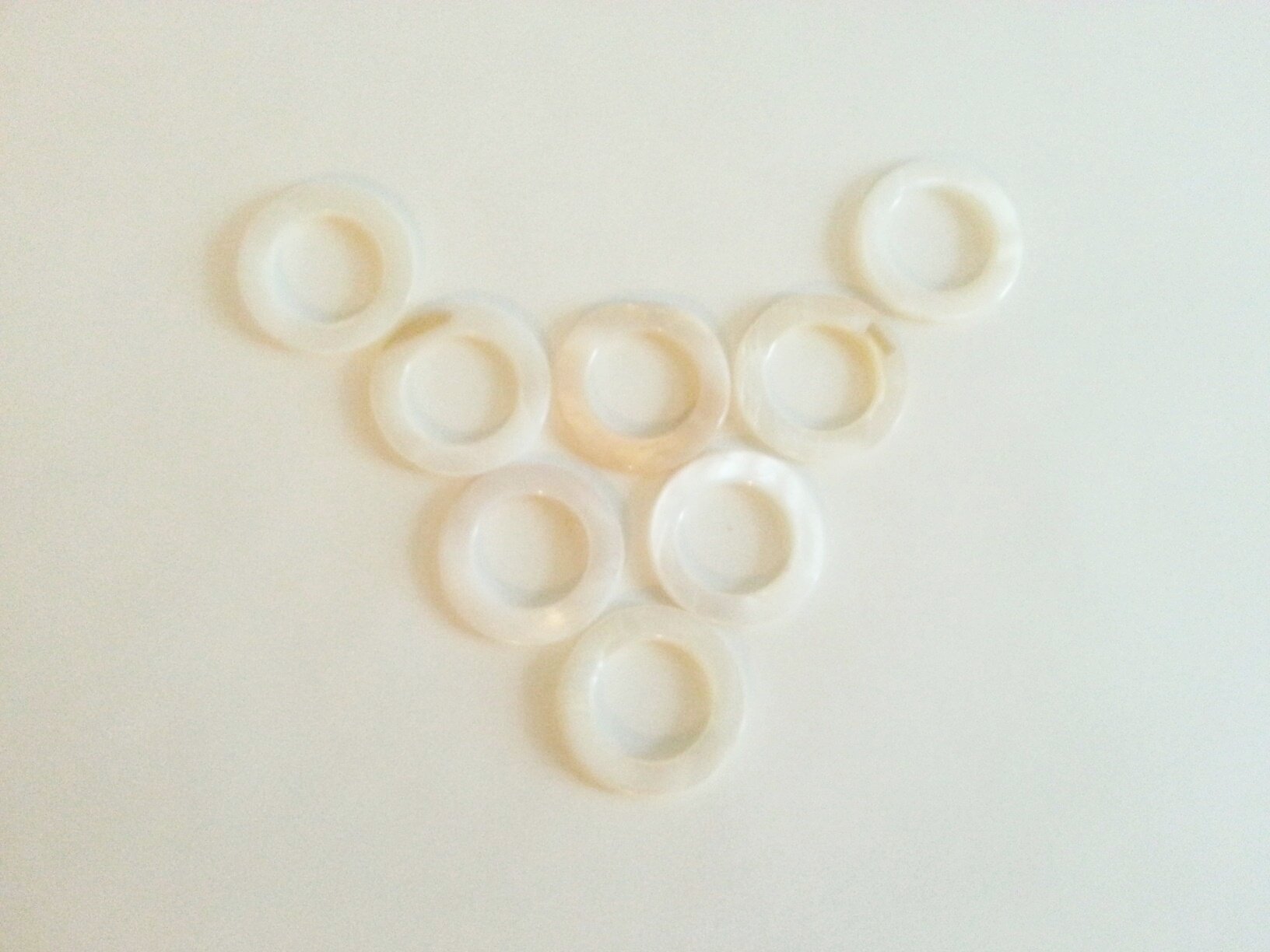 8 Mother of Pearl Rings for making Crochet Donut Necklace