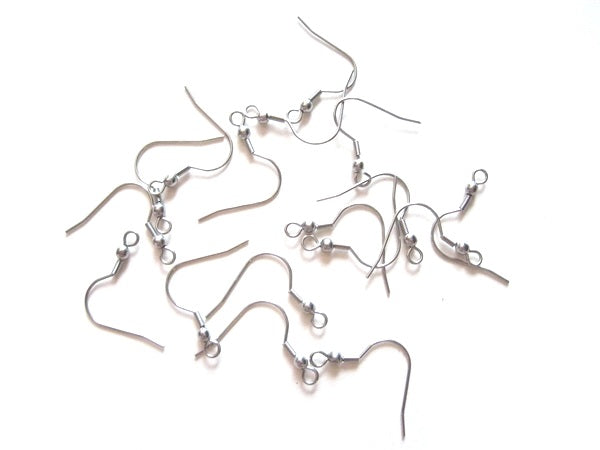 24 Pairs Silver Plated Stainless Steel Ear Wires – French Hooks With Coil End