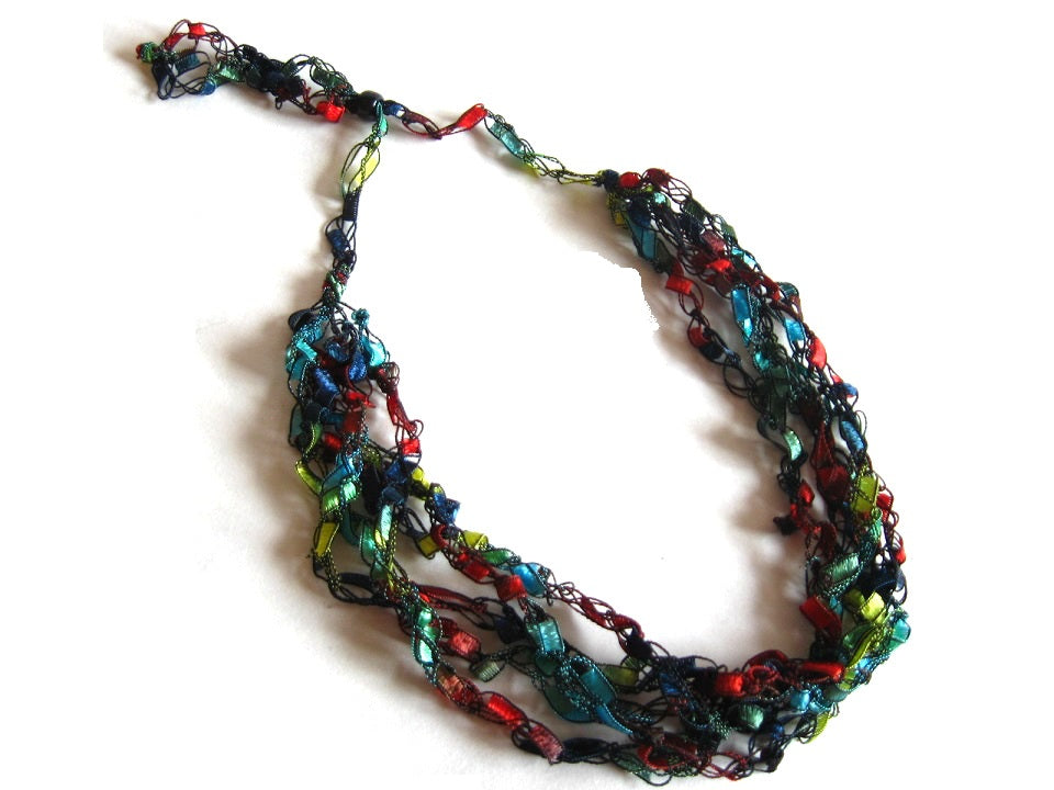 Crocheted Trellis Yarn Necklace Multi-Strand - Jewels