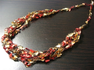 Crocheted Trellis Yarn Necklace Multi-Strand - Autumn