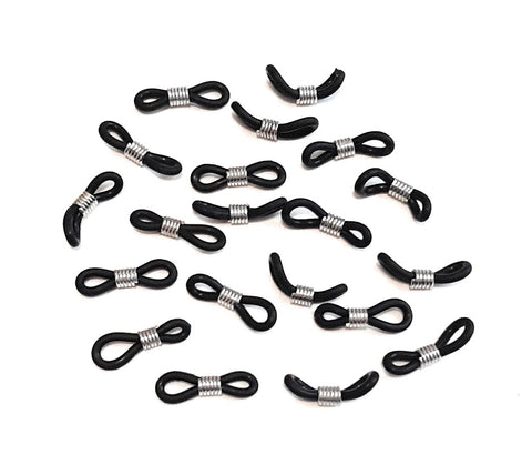 20 Eyeglass / Sunglasses Holder with Black Rubber Links and Adjustable Silver Plated Coil