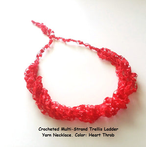Crocheted Trellis Yarn Necklace Multi-Strand - Heart Throb