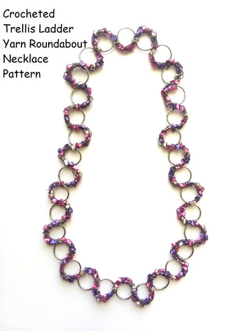 Crocheted Trellis Ladder Yarn Roundabout Necklace Pattern - Mailed to your address