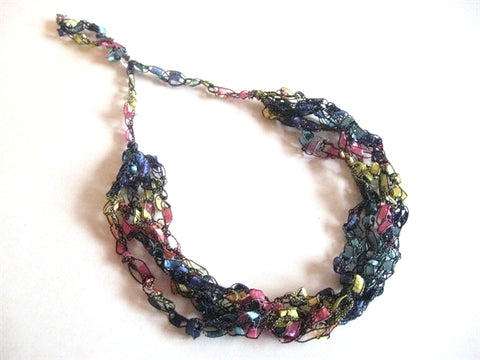 Crocheted Trellis Yarn Necklace Multi-Strand - City Lights